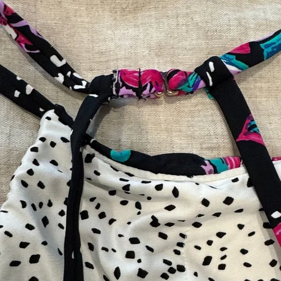 Anne Cole Floral Halter Swim Top -M - Picture 5 of 5